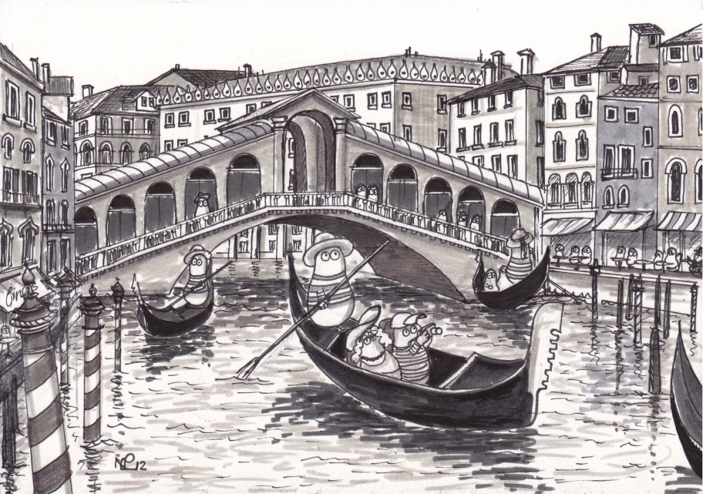 Norms in Venice (2012 © Nicholas de Lacy-Brown, pen and ink on paper)